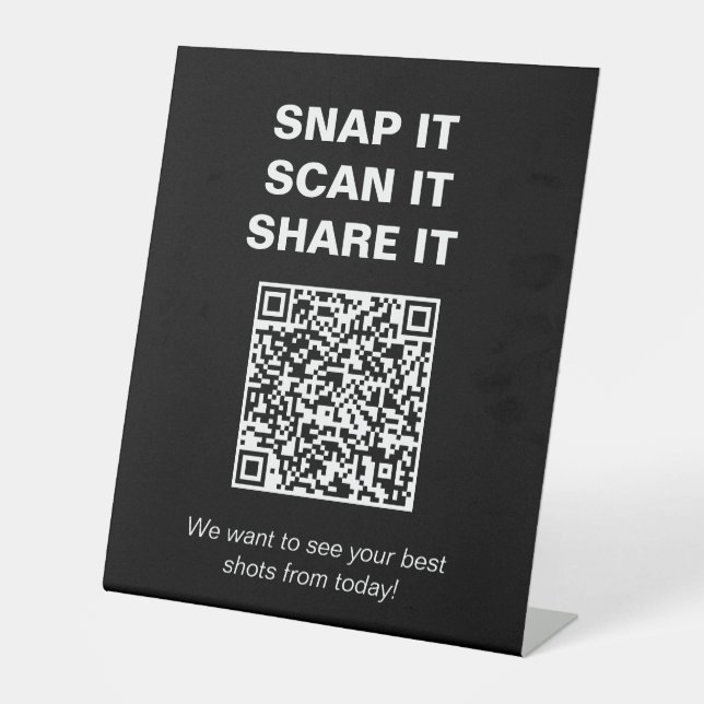 QR-Code für Schwarz-weiße Graduierungspartei - Sha Sockelschild (Vorderseite)