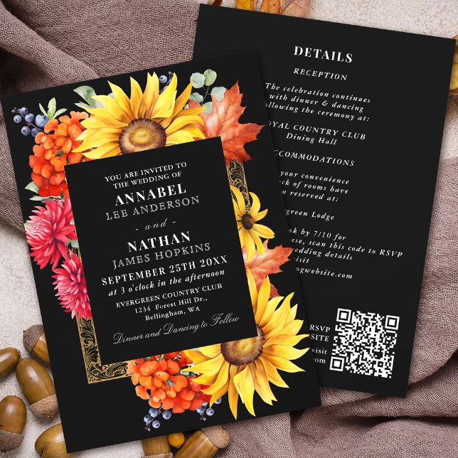 QR-Code für schwarze Herbstfarbe Einladung (Von Creator hochgeladen)