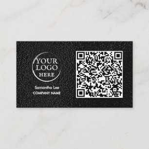 QR-Code für schwarze Leder - Geschäftskarte Modern Visitenkarte