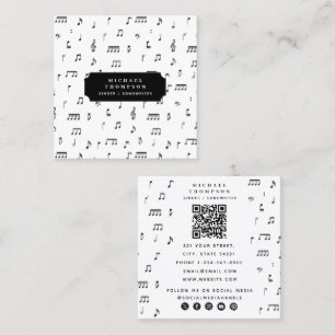 QR Code für schwarze und weiße Noten Quadratische Visitenkarte