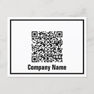 QR-Code für schwarze und weiße Unternehmen Postkarte