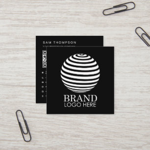 QR-Code für Schwarze Unternehmen Moderner Minimali Quadratische Visitenkarte