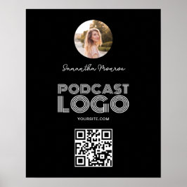 QR-Code für Schwarzweiß-Podcast-Logos Poster