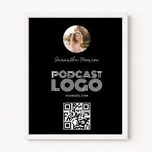 QR-Code für Schwarzweiß-Podcast-Logos Poster