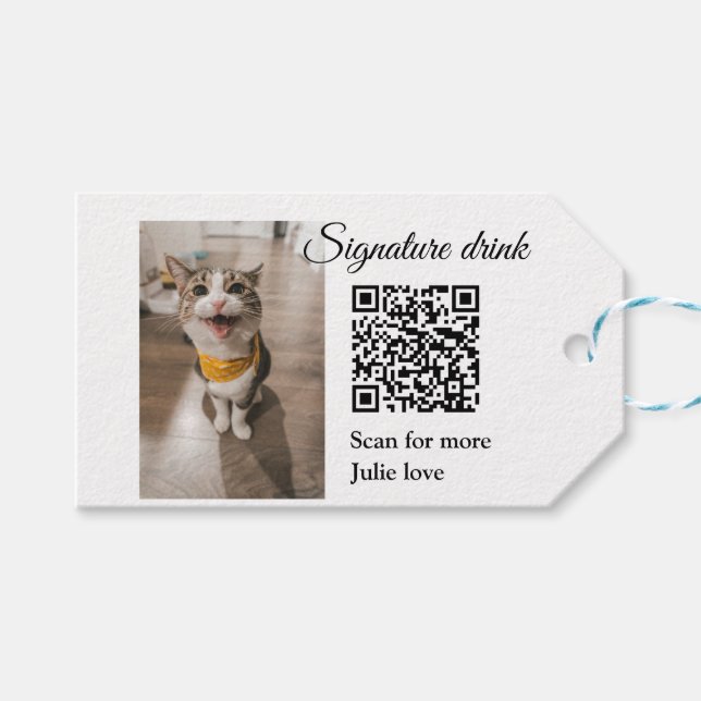 QR-Code für Signatur-Getränk hinzufügen Name des F Geschenkanhänger (Vorderseite (Horizontal))