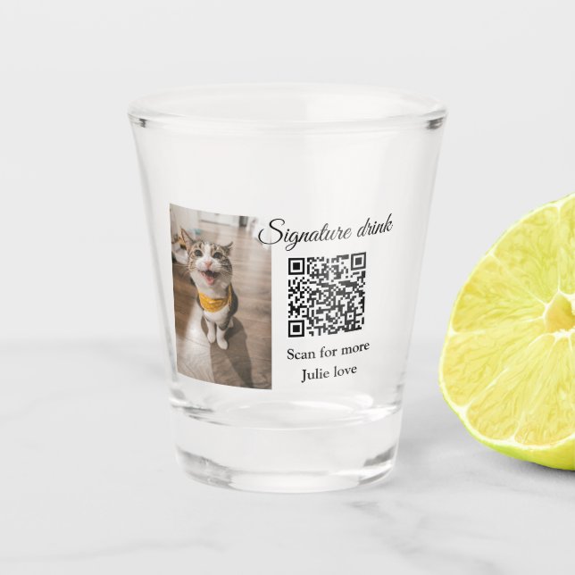 QR-Code für Signatur-Getränk hinzufügen Name des F Schnapsglas (Vorderseite)