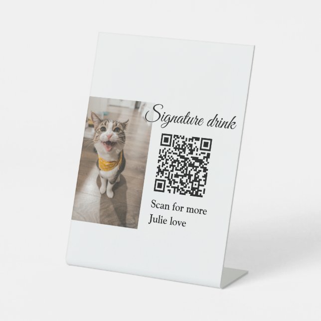 QR-Code für Signatur-Getränk hinzufügen Name des F Sockelschild (Vorderseite)
