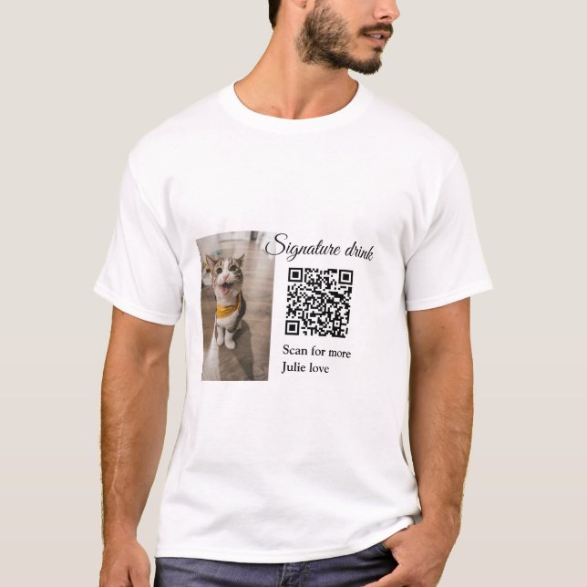 QR-Code für Signatur-Getränk hinzufügen Name des F T-Shirt (Vorderseite)