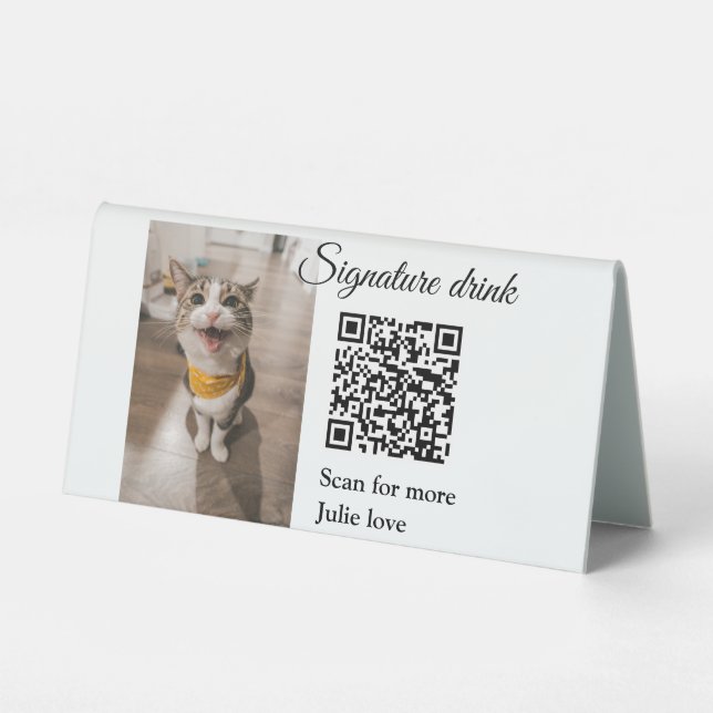 QR-Code für Signatur-Getränk hinzufügen Name des F Tischaufsteller (Vorderseite)
