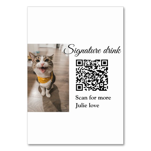 QR-Code für Signatur-Getränk hinzufügen Name des F Tischnummer (Vorderseite)