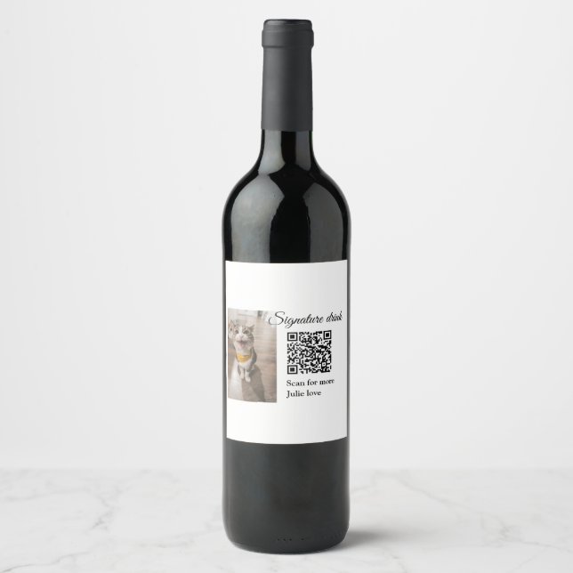 QR-Code für Signatur-Getränk hinzufügen Name des F Weinetikett (Vorderseite)