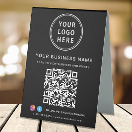 QR-Code für Social Media Black Tischaufsteller