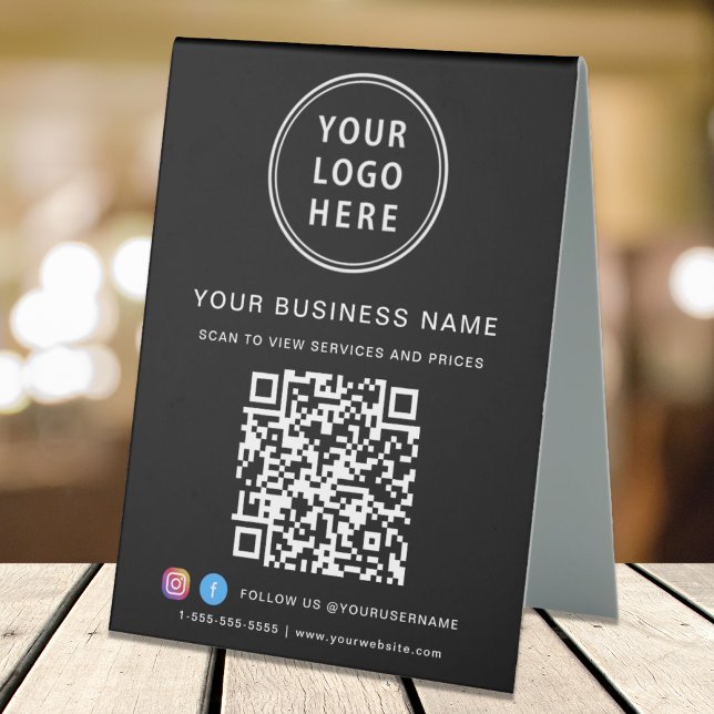 QR-Code für Social Media Black Tischaufsteller (Von Creator hochgeladen)
