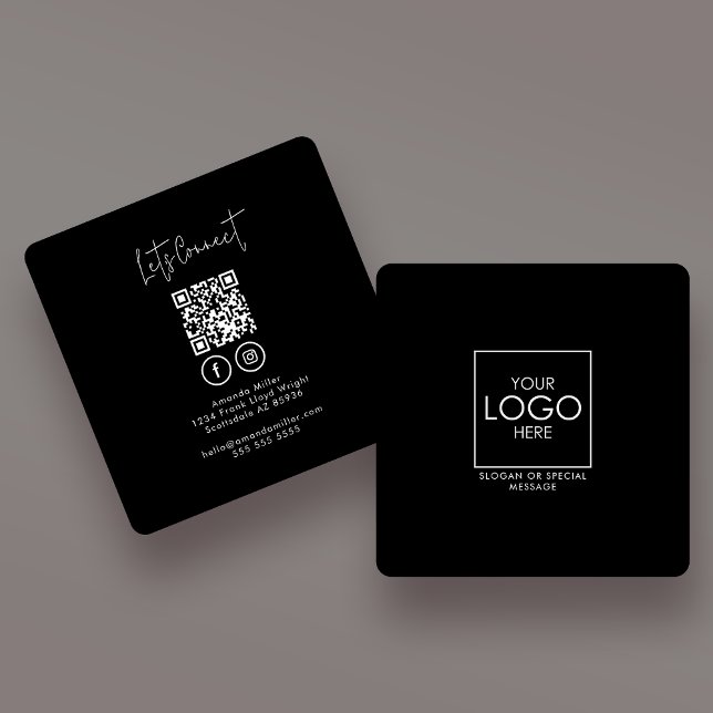 QR-Code für Social Media Foto und Firmenlogo für M Quadratische Visitenkarte (Von Creator hochgeladen)