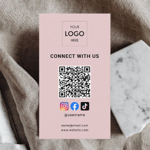 QR-Code für Social Media Modern Logo Rosa Visitenkarte
