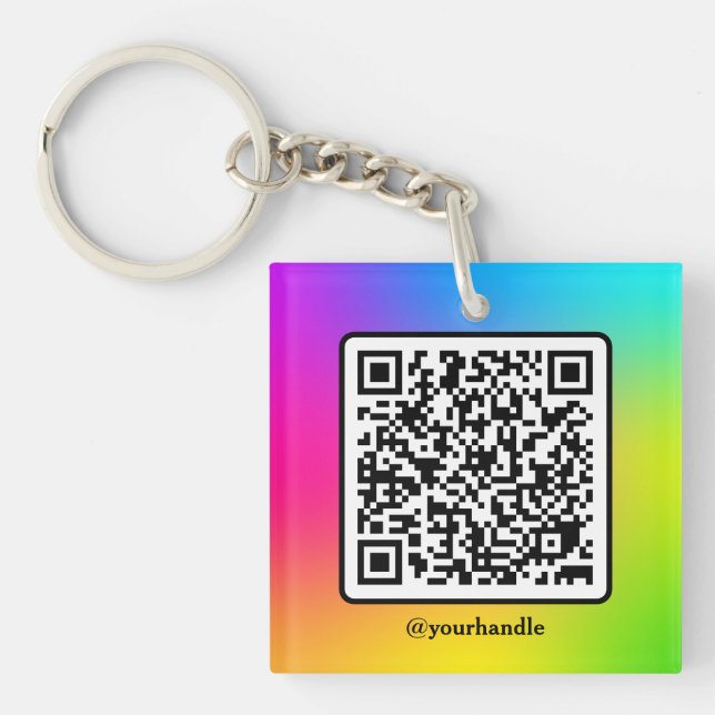 QR-Code für Social Media Square Personalisiert K Schlüsselanhänger (Vorderseite)