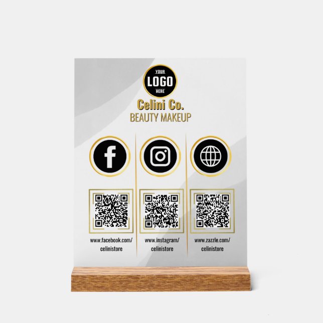 QR-Code für soziale Medien - Akryllisches Zeichen  Acrylschild (Vorderseite)