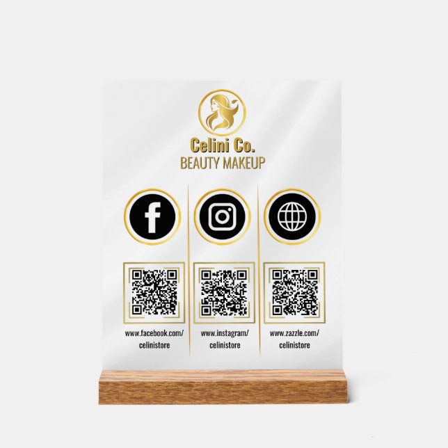 QR-Code für soziale Medien - Akryllisches Zeichen  Acrylschild (Vorderseite)