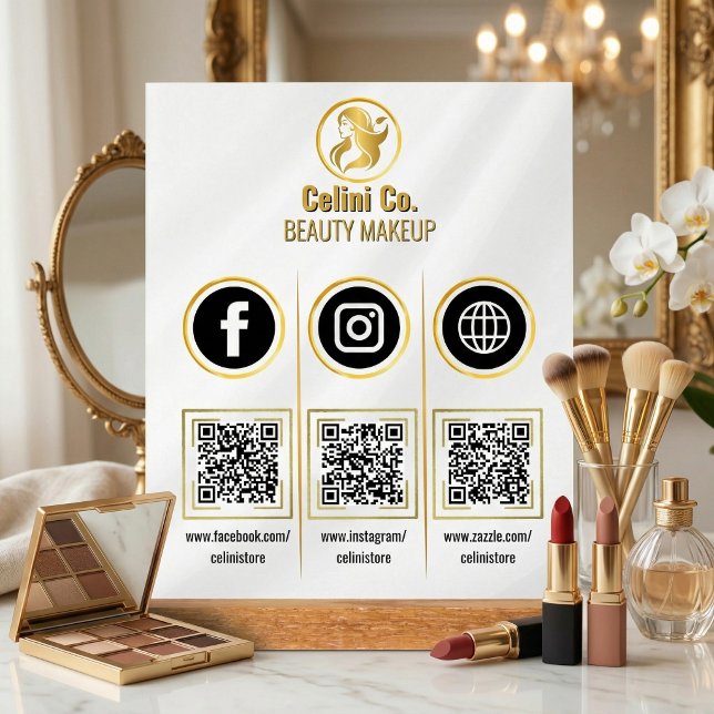 QR-Code für soziale Medien - Akryllisches Zeichen  Acrylschild (Multi QR Code Business Sign - Social Media Display for Instagram & Facebook!)
