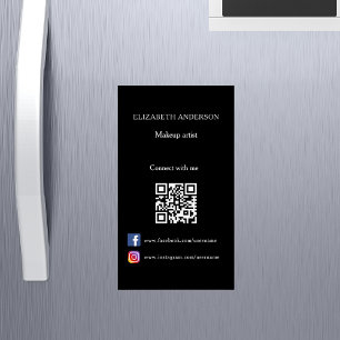 Qr-Code für soziale Medien Schwarz-weiß Magnetische Visitenkarte