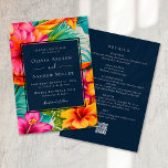 QR-Code für tropische Flora bei einer Hochzeit am  Einladung<br><div class="desc">Ein modernes Design mit tropischen Hibisken,  das sich perfekt für Strand und Hochzeiten in Urlaubsort eignet</div>