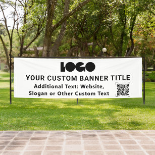 QR-Code für Unternehmen mit weißem Firmenlogo Auße Banner