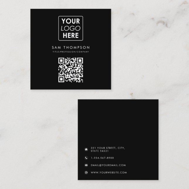 QR-Code für Unternehmen Moderner, einfacher Busine Quadratische Visitenkarte (Vorne/Hinten)