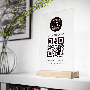 QR-Code für Unternehmen und Logos Minimalistisch Acrylschild