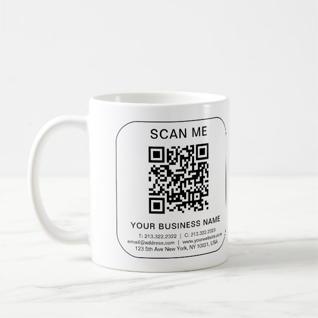 QR-Code für Unternehmen - Weißes einfaches Templat Kaffeetasse (Links)