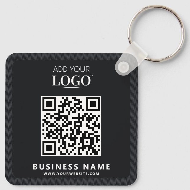 Qr-Code für Unternehmen - Werbung für moderne Schw Schlüsselanhänger (Rückseite)
