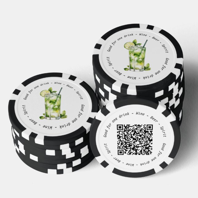 QR Code für Unternehmensereignisse Mojito Drink Gu Pokerchips (Stapel)