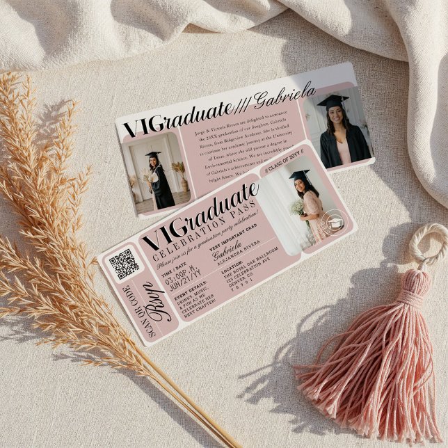 QR-Code für Veranstaltungen der modernen Foto Grad Einladung (Modern Photo Graduation Party Event Ticket QR Code Invitation)