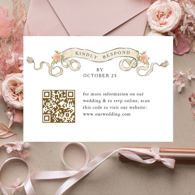QR-Code für viktorianische Verzierte Grace Floral  RSVP Karte (Von Creator hochgeladen)