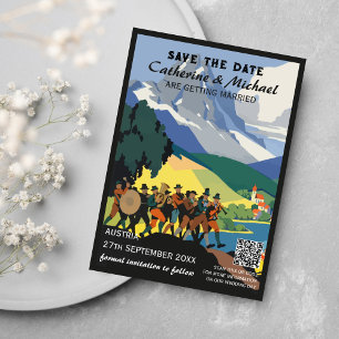 QR-Code für Vintage Wedding Travel Save The Date