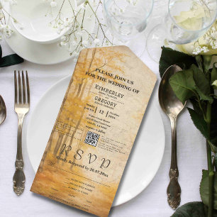 QR-Code für Wasserfarben im Herbst-Fall-Wald All In One Einladung