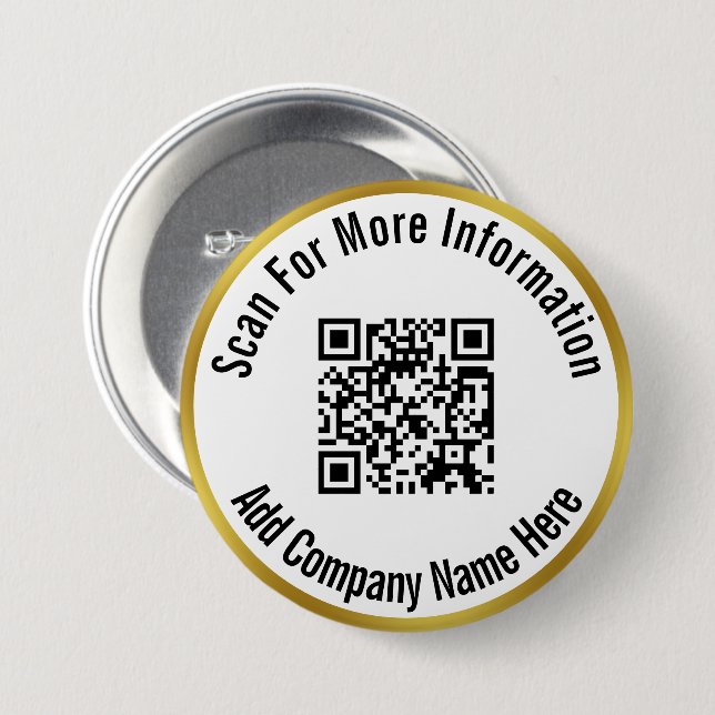 QR-Code für weitere Informationen Gold und Weiß Button (Vorne & Hinten)