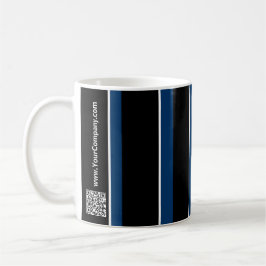 QR-Code für Werbelogo Blaue Schwarz-weiße Streifen Kaffeetasse