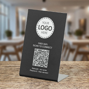 QR-Code für WIFI und Firmenlogo Sockelschild