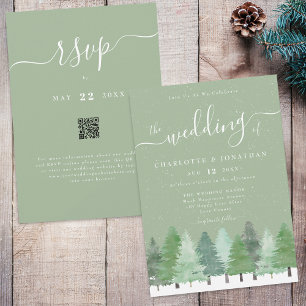 QR-Code für "Winter Woodland Sage Green Wedding" Einladung