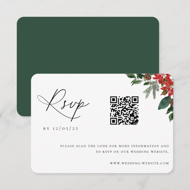 QR-Code für zeitgenössische Chic Winter-Hochzeit RSVP Karte (Vorne/Hinten)