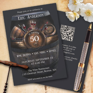 QR-Code Geburtstagswein-Degustation Party Einladung