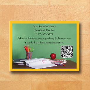 QR-Code Gelb Grundschule Vorschullehrer Visitenkarte