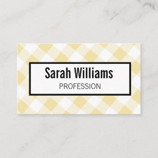 QR-Code Gelbe Gingham Karo Elegante Visitenkarte