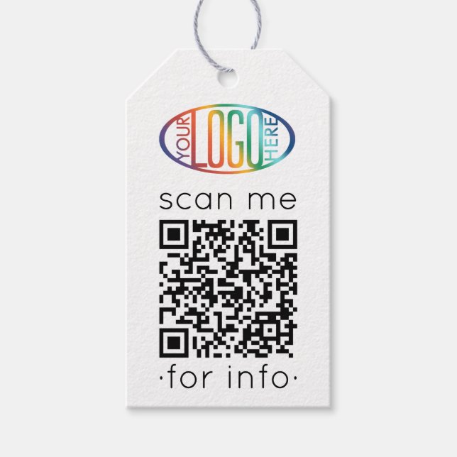 QR-Code-Generator & Firmenlogo Modern Minimal Geschenkanhänger (Vorderseite)