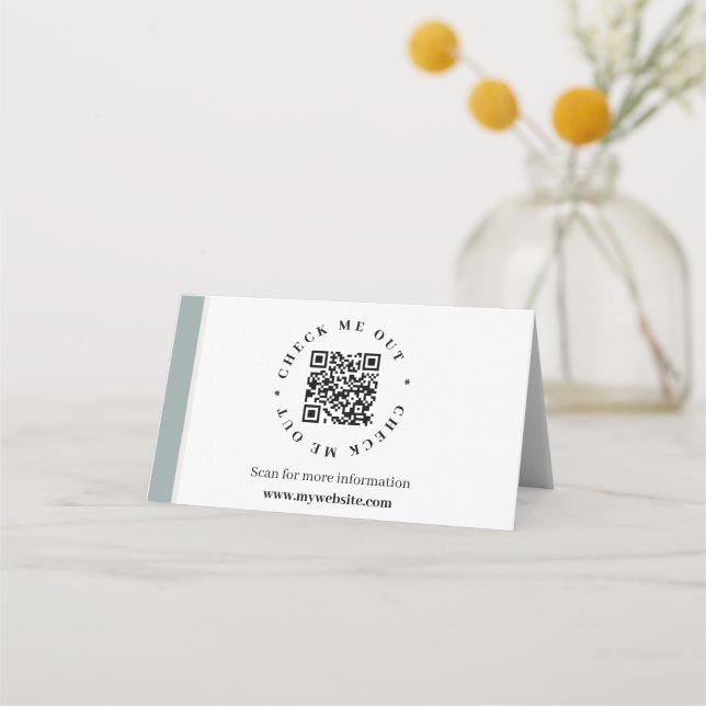 QR-Code generierte Informationen Gezeichnetes Schr Platzkarte (Vorderseite)