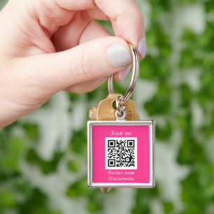 QR-Code Geschäft-Logo Professionell Hot Pink Weibl Schlüsselanhänger