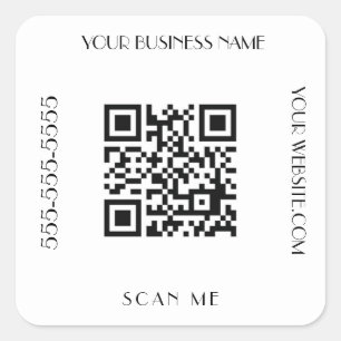 QR-Code Geschäft Schwarz Modern Minimalistisch Sca Quadratischer Aufkleber