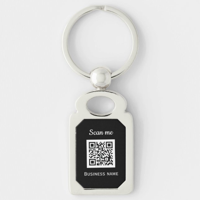 QR-Code Geschäftslogo Beruflich Schwarz Schlüsselanhänger (Vorderseite)