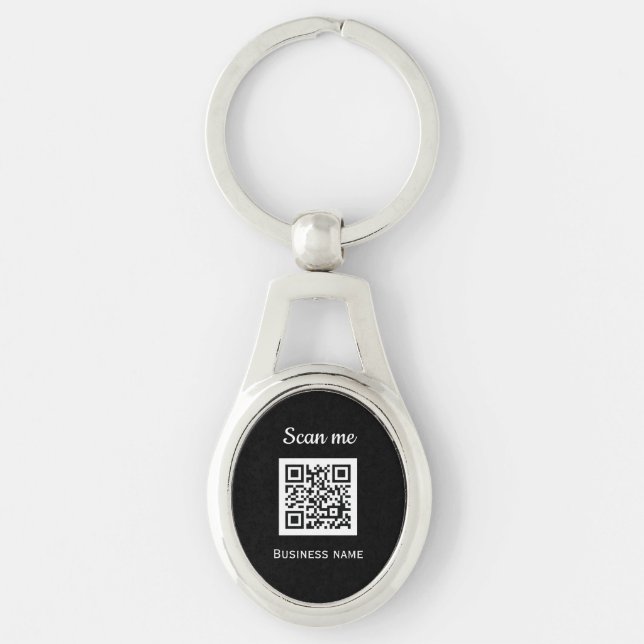 QR-Code Geschäftslogo Beruflich Schwarz Schlüsselanhänger (Vorderseite)