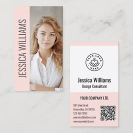 QR-Code-Geschäftslogo Modern Professionell Rosé Visitenkarte